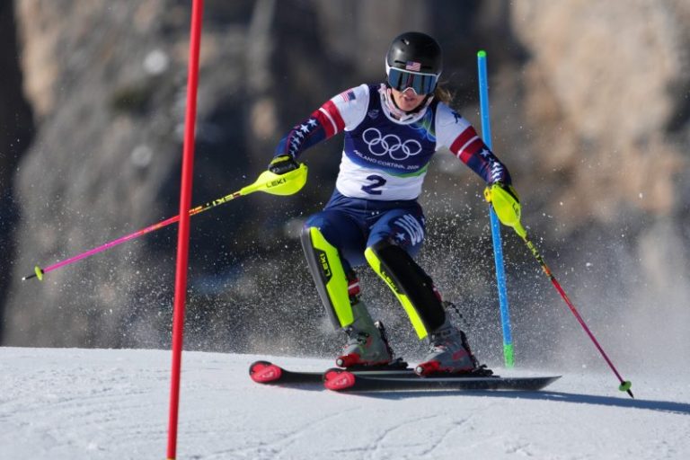 USA’s Paula Moltzan overcomes rough first run for top-10 in Olympic slalom